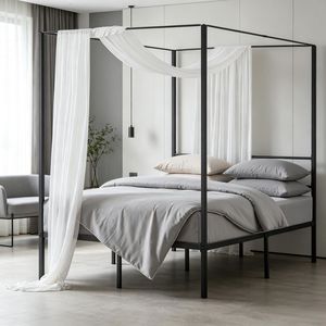 Struttura letto a baldacchino in metallo Queen e King Size, personalizzabile, con contenitore, per uso domestico o in magazzino - Product Image 4