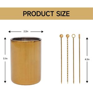 Premium 12-Pack Metal Cocktail Picks Kit 304 Stainless Steel Reusable <b>Toothpicks</b> Skewers Holder Premium Martini Garnish Picks - Product Image 3