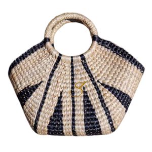 Sac en paille de jacinthe d'eau fait main : Sac de plage tissé - Product Image 3