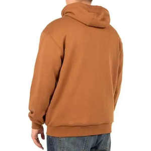 Sweat-shirt zippé pour homme, marron, avec logo frontal, coupe-vent, écologique, col châle, coupe classique, uni, 100% coton molletonné, décontracté, hiver - Product Image 3