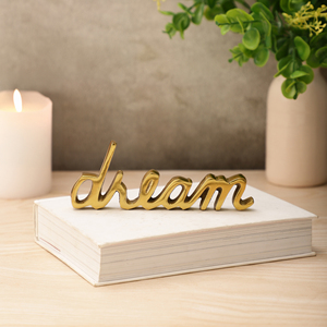 Sculpture de texte en aluminium doré de qualité supérieure, calligraphie moderne en métal, ornement décoratif de table pour salon - Product Image 6