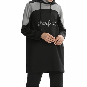 Muslim Women Sports Tracksuit Full Coverage Running <b>Set</b> Comfortable Stretch Four-Way Stretch Vintage Embroidery Fleece Custom - Product Image 2