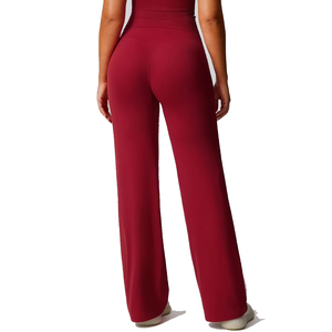 High Waist <b>Flared</b> Leg Yoga <b>Leggings</b> Full Length Solid Color Spandex Polyester Four-Way Stretch Women's Fitness Pants - Product Image 6
