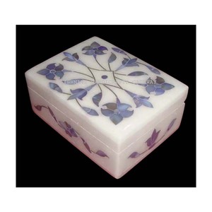 Caja de Joyería Antigua Hecha a Mano con Incrustaciones de Madreperla y Mármol Azul, Obra de Arte India de Lujo, para Decoración o Regalo, de Rajasthan - Product Image 1