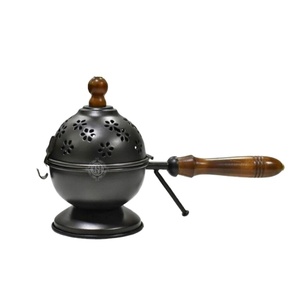 Quemador de Bakhoor de Metal Negro Mate con Mango de Madera, Quemador de Incienso Árabe, Quemador de Oud, Aromático, Ecológico, Hecho a Mano, Decorativo para el Hogar - Product Image 1