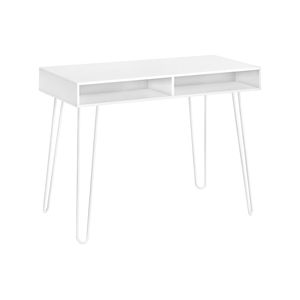 Scrivania per Computer Contemporanea Bianca da 40 Pollici per Ufficio Domestico, Configurazione Sinistra e Destra con Cassetti Portaoggetti, Laminato Bianco e Metallo - Product Image 2