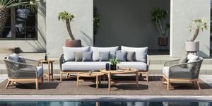 Ensemble de canapés de jardin en teck massif avec détails en corde et coussins – Mobilier de patio extérieur moderne - Product Image 2