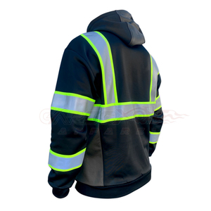 เสื้อฮู้ดนิรภัยแบบกันน้ำ โพลีเอสเตอร์ ซิปเต็มตัว ดีไซน์ใหม่ สีสะท้อนแสง มองเห็นได้ชัดเจนในที่มืด เหมาะสำหรับฤดูหนาว - Product Image 2