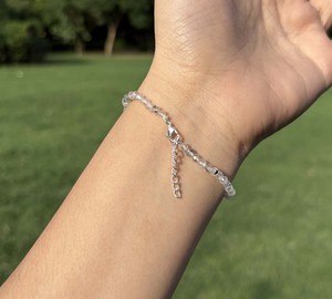 Pulsera de Cuentas de Cristal de Diamante Herkimer Genuino, Hecha a Mano, Plata de Ley 925, Joyería Minimalista, Proveedor de Fábrica - Product Image 3