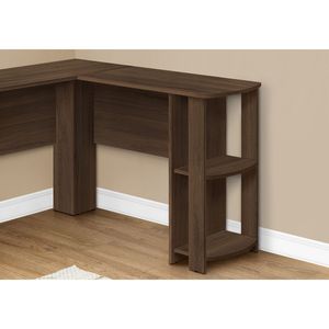 Contemporary Modern 48\"L Home Office Corner Computer <b>Desk</b> with Storage Shelves Brown Laminate Work Laptop - Product Image 3