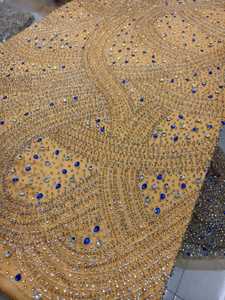 Tissu en dentelle de tulle français de luxe, fantaisie, traditionnel, élégant, fait main, brodé de strass, pour robes/sacs, 5 yards - Product Image 4
