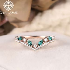 Bague en Moissanite Plaqué Or Rose pour Femme Charm_Jewells, Design Géométrique, Sertissage Pavé, Bague de Fiançailles Romantique avec Pierre Précieuse - Product Image 1