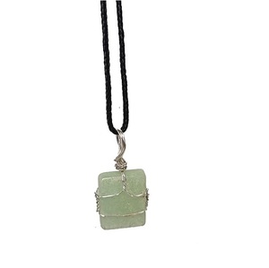 Collier pendentif en pierre d'aventurine verte naturelle, fait main, enroulé de fil, bijoux en cristal de quartz pour hommes et femmes - Product Image 6