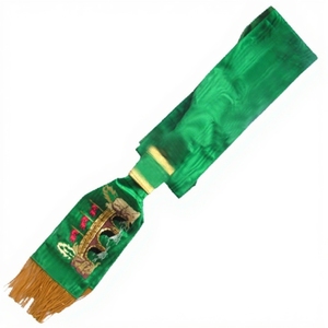 Cinturón ceremonial verde del Rito Francés de la Tercera Orden de Caballeros del Este y del Oeste, con bordado dorado, insignia masónica del Capítulo Francés - Product Image 1