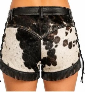 <b>Women</b> Genuine Cowhide <b>Leather</b> <b>Shorts</b> High Waist Stylish Fashion Casual Streetwear Boutique Designer <b>Shorts</b> Custom OEM Bulk - Product Image 3