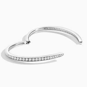 14K White Gold Lab Grown Diamond Wrap Bangle Bracelet 1.52 CTW Pave Open Cuff Design IGI Certified Rhodium Plated Fine Jewelry - Product Image 3