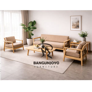 Juego de Sofás Minimalista para Sala de Estar, Diseño Moderno, Sofá Cama de Madera de Teca con Respaldo Acolchado, Ecológico y Cómodo para Apartamentos - Product Image 2