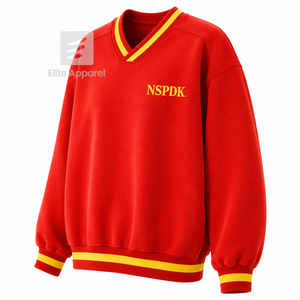 Custom NSPDK Sorority Breathable Varsity <b>Sweatshirt</b> with Embroidered Logo on Front red gold full Sleeve for Female - Product Image 2