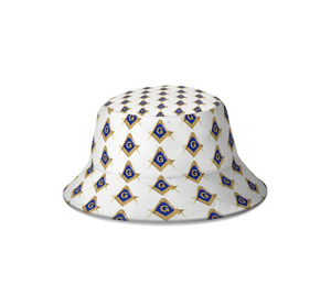 Master Mason Blue Lodge Bucket <b>Hat</b> - Premium Cotton Square & Compass G Beach <b>Hat</b> - Product Image 1