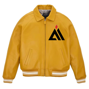 Custom Leather <b>Varsity</b> <b>Jacket</b> for <b>Men</b> with Embroidered Patch Zip Up <b>Bomber</b> Style Ribbed Cuff Hem Streetwear - Product Image 1