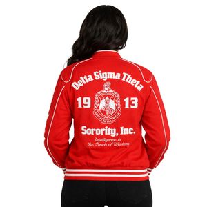 Delta Sigma Theta Red Racing Twill Jacket for Women Comfortable Fit Premium Fabric Greek Sorority Apparel Casual Wear - Product Image 2