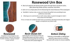 Urna Funeraria Artesanal de Madera de Palisandro con Arte de Resina de Olas Oceánicas, Recuerdo Conmemorativo - Product Image 5