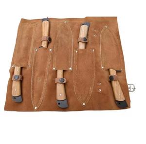 Couteaux de chef personnalisés noirs forgés en 5 parties avec revêtement en poudre et manche en bois, multi-usages et écologiques - Product Image 6