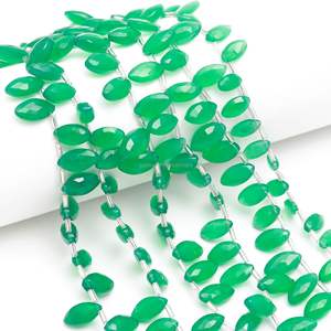 Perles d'onyx vert naturel facettées en forme de marquise, perles d'onyx vert percées sur le côté, perles de pierres précieuses pour la fabrication de bijoux 7x12-8x13MM 8 pouces - Product Image 2