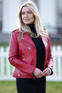 ผู้ผลิตเสื้อแจ็คเก็ตหนังผู้หญิงขายส่ง เสื้อแจ็คเก็ตหนังผู้หญิงแบบเรียบ ย้อมสี ถัก ระบายอากาศ กันน้ำ - Product Image 4