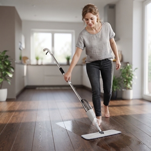 Dual-Drive System Eco-Friendly Microfiber <b>Spray</b> Mop with Self-Wringer Telescopic Handle Refillable 701ml Capacity Floor <b>Cleaner</b> - Product Image 5