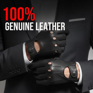 Gants de moto Samroz Sports en cuir véritable avec doublure en nylon, longueur poignet, respirants, écologiques, compatibles écran tactile, antidérapants - Product Image 5