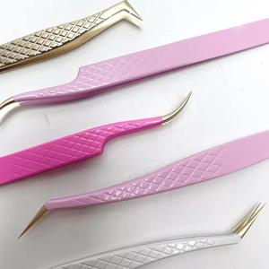 Pinzas de Precisión para Pestañas de Acero Inoxidable con Mango Morado y Punta Suave para Aplicación de Pestañas Postizas - Product Image 2