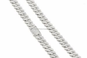 Collar de Cadena Cubana de Plata de Ley 925 con Moissanita de Corte Brillante, Estilo Hip Hop, Regalo de Aniversario de Bodas para Mujer - Product Image 2