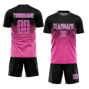 เสื้อฟุตบอลแบบยูนิเซ็กซ์สั่งทำพิเศษ พิมพ์ลายไล่เฉดสีชมพู-ดำ ป้องกันแบคทีเรีย ระบายเหงื่อได้ดี ทรงสปอร์ต แขนสั้น พร้อมชื่อผู้เล่น - Product Image 6