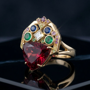 Best Selling Red Hydro 925 Sterling Silver 18K Gold Plated <b>Ring</b> US 6 10mm Trillion Shape Trendy Wholesale Jewelry - Product Image 1