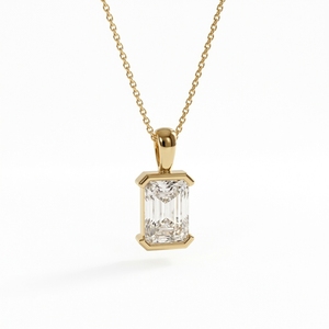 Pendentif solitaire demi-sertie en diamant CVD de 1,00 ct, taille radiant, cultivé en laboratoire, certifié IGI, minimaliste, avec chaîne en or jaune 14 carats et boucle de 2 mm - Product Image 3