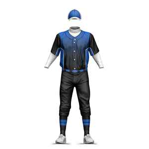 Men's <b>Baseball</b> Uniform Set Blue Black Sublimated Jersey Pants With <b>Cap</b> Moisture Wicking All Seasons Apparel Sportswear OEM - Product Image 1