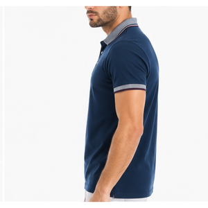 บริการ OEM เสื้อกอล์ฟผู้ชาย ผ้าฝ้ายถัก 100% แขนสั้น ทรงปกติ ระบายอากาศได้ดี เป็นมิตรกับสิ่งแวดล้อม พร้อมโลโก้แบบกำหนดเอง - Product Image 3
