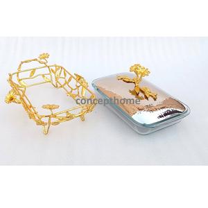 Plat de service à riz pour mariage en acier inoxydable, chauffe-plats, design martelé artisanal, moderne, logo personnalisé accepté, style occidental, support pour 100 pièces - Product Image 1