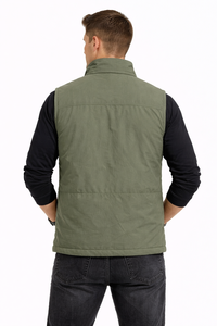 Chaleco Utilitario sin Mangas con Cierre para Hombre, Color Verde Oliva, Ligero, con Bolsillos con Cremallera, para Uso en Exteriores, Estilo Casual - Product Image 3