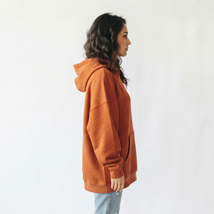 Women Baggy Drop Shoulder Hoodies Pullover Heavy <b>Weight</b> 430 GSM Drawstring Hoodie Ladies 100% Cotton Oversize Loose Fit Hoodies - Product Image 3