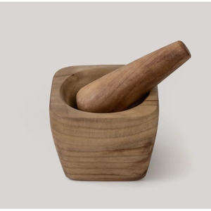 Mortier et pilon traditionnels en bois naturel pour broyer les épices et les herbes, outil de cuisine manuel 172 - Product Image 3