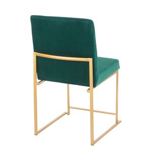 Ensemble de 2 chaises de salle à manger contemporaines Fuji à dossier haut en velours doré et vert par High Back - Product Image 4