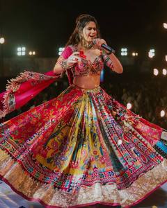 Lehenga Choli Tradicional de Algodón Muselina para Mujer, con Dupatta de Encaje, Estampado Digital, Secado Rápido, Largo hasta el Suelo, para Bodas y Fiestas - Product Image 2