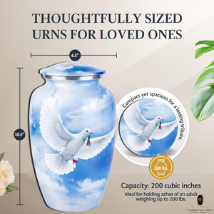 Heavenly bird European Style Memorial <b>Urn</b> for Ashes Blue Sky Design Adult Size <b>Large</b> Eco-Friendly & Durable - Product Image 4