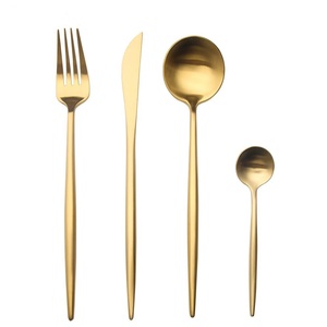 Ensemble de couverts en acier inoxydable doré, finition miroir, avec manche en bambou, pour mariage, hôtel, maison et café - Product Image 2