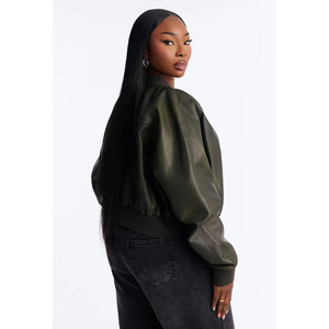 Blouson Bomber Femme Haut de Gamme en PU, Style Court, Col Ruban, Tendance Urbaine, Col Rabattu, Mode pour Femmes - Product Image 4