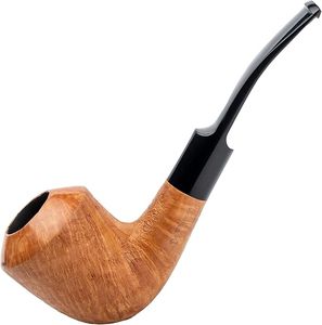 Pipa de tabaco Briar, hecha a mano, forma clásica Bent Dublin, compatible con filtro de 9 mm, viene con estuche, en caja (dorado) - Product Image 1
