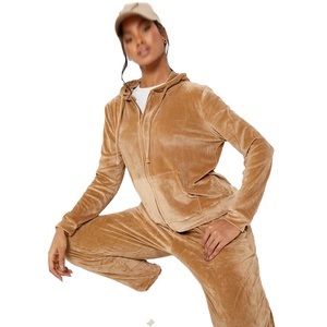 Ensemble de survêtement décontracté pour femmes, imprimé, à capuche, 2 pièces, veste zippée et pantalon à taille élastique - Product Image 1