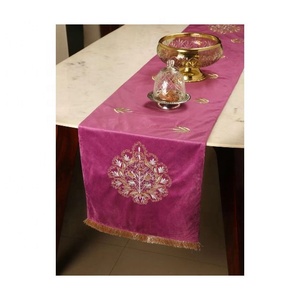 Beige Natural Jute Embroidered Corner Leaf Linen Cotton Stitching <b>Table</b> <b>Runner</b> Dinning <b>Table</b> Decoration Two-color Wedding Decors - Product Image 3